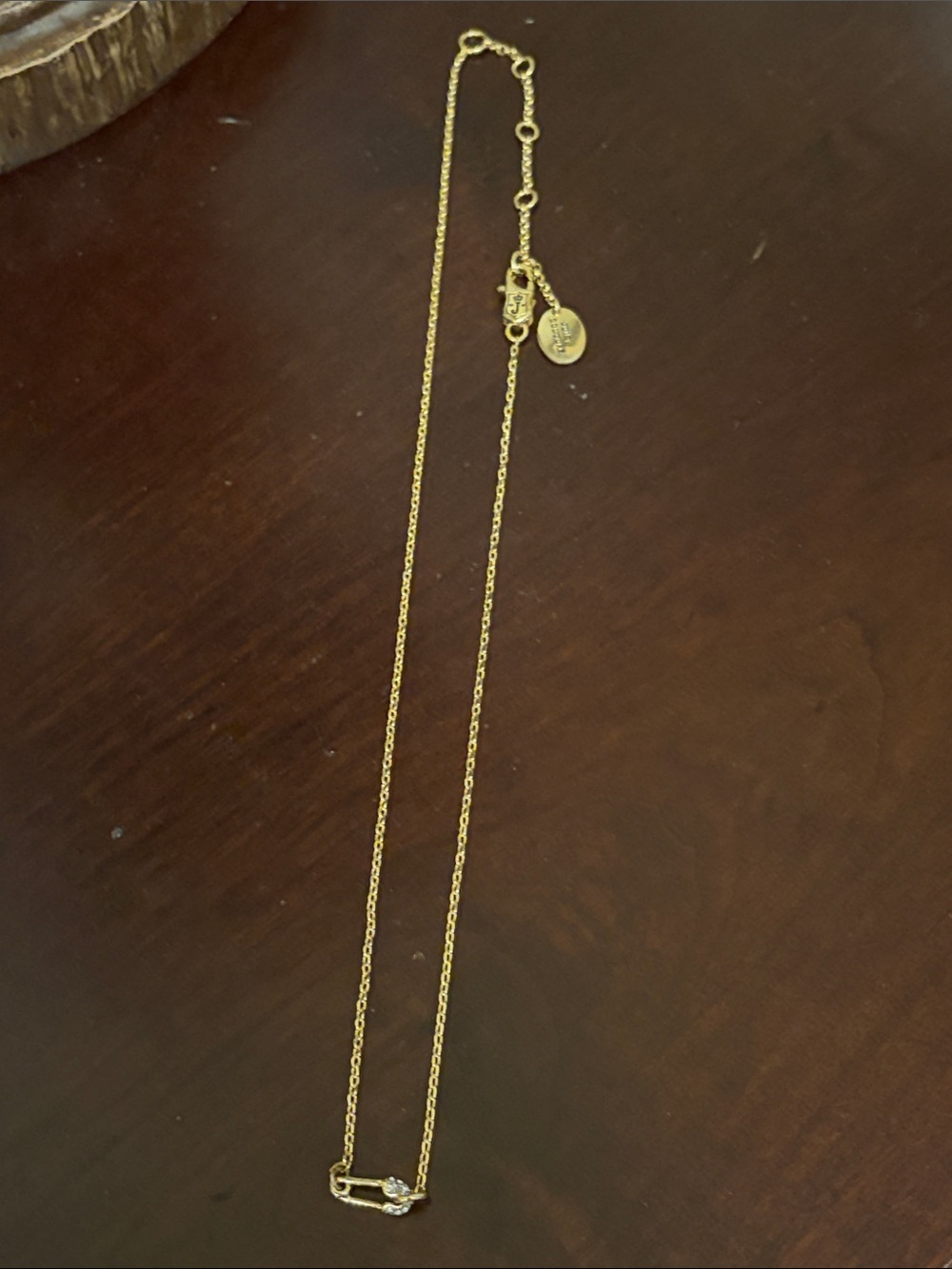 Y2K Juicy Couture Gold-Tone Safety Pin Pendant Necklace